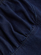 Flowering Girl Women Dark Denim Spaghetti Strap Square Neck Button Front Fit And Flare Mini Dress Summer Casual Dress