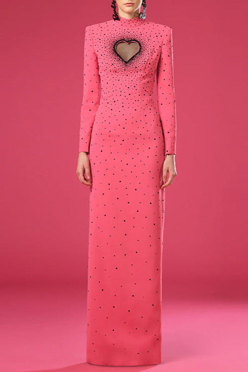 Flowering Girl Women Berenice Heart Cutout Long Sleeve Maxi Dress