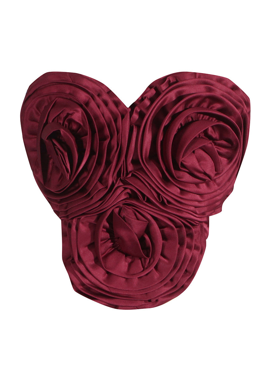 Neela 3d Flower Strapless Waist Mini Dress