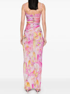 Flowering Girl Women molly Floral Appliqué Print Maxi Dress in pink