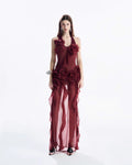 melissa grey Flower Asymmetric Folds Streame Mini Dress