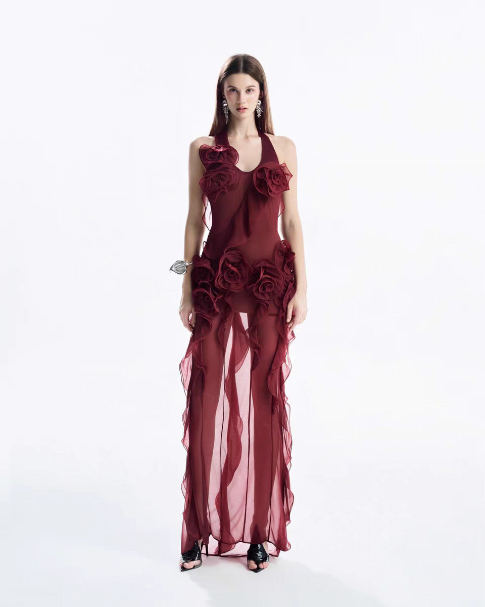 melissa grey Flower Asymmetric Folds Streame Mini Dress