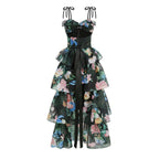 Flowering Girl Women Tropical Floral Cutout High Low Tiered Maxi Dress