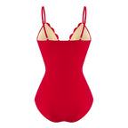 Cutout Out Backless Swimsuit In Red
