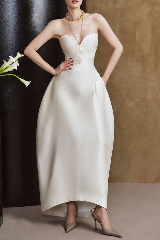 hilary v-neck strapless maxi dress - white