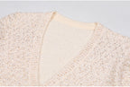 Flowering Girl Women sequin knit v-neck cardigan in beige