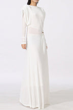 Flowering Girl Women Beryl Pleated Knitted Fabric Maxi Dress In White