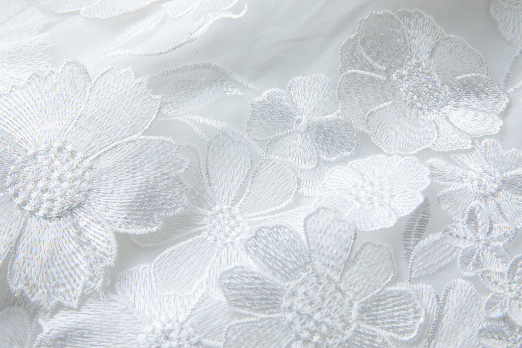 Flowering Girl Women Georgia 3d Floral Lace Mini Dress In White