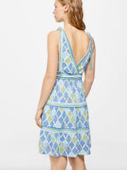 Flowering Girl Women floral bow strap V-neck backless waist dress