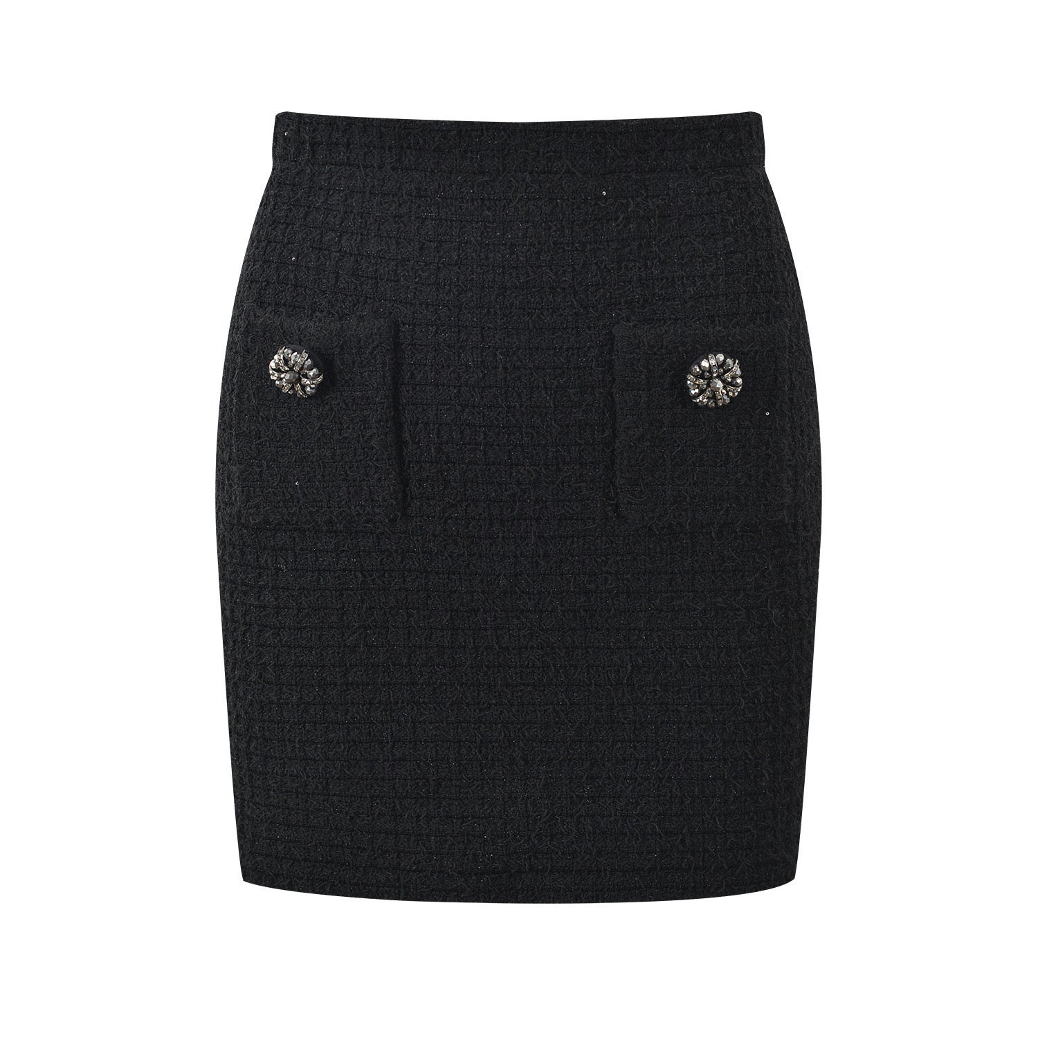 Flowering Girl Women Textured knit jacket skirt suit in black
