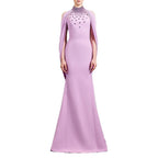 lavender nail bead halterneck open back shawl long dress