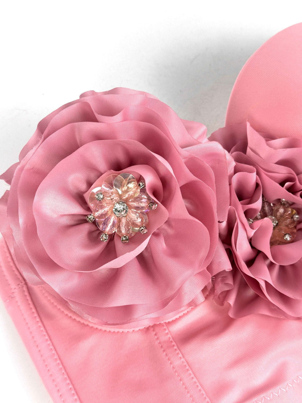 Flowering Girl Women Flower Tassel fishbone Corset in pink