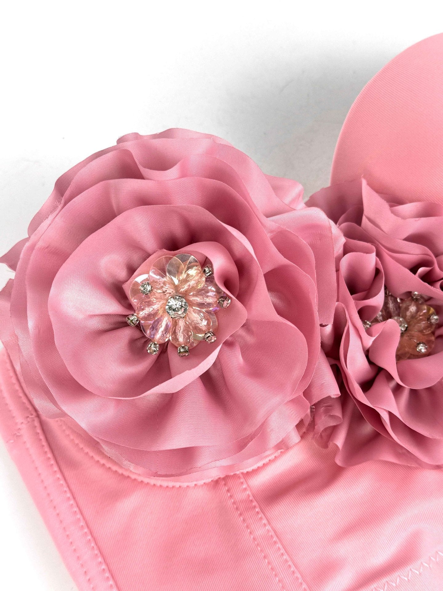 Flowering Girl Women Flower Tassel fishbone Corset in pink