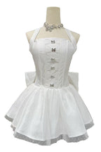 Flowering Girl Women Nora Off-Shoulder Backless Lace Bow Mini Dress In White