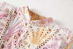 Flowering Girl Women chloe hollow out flower embroidery maxi dress in pink purple