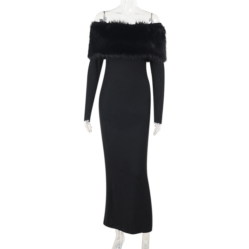 susie furry embellished bodycon midi dress in black