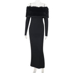 susie furry embellished bodycon midi dress in black