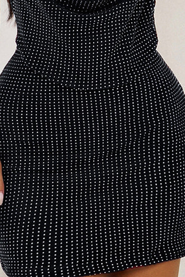 Flowering Girl Women black halterneck v neck hip mini dress
