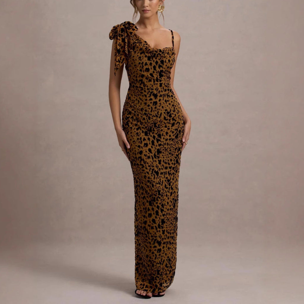 Flowering Girl Women Leopard print slip maxi dress