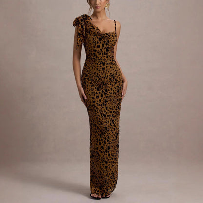 Leopard print slip maxi dress