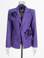 Flowering Girl Women Aharon Flower Lapel Cross Blazer