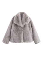 Flowering Girl Women mag lambswool thick fur coat