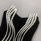 Flowering Girl Women tiffany Pearl Bandage Sleeveless Maxi Dress in black