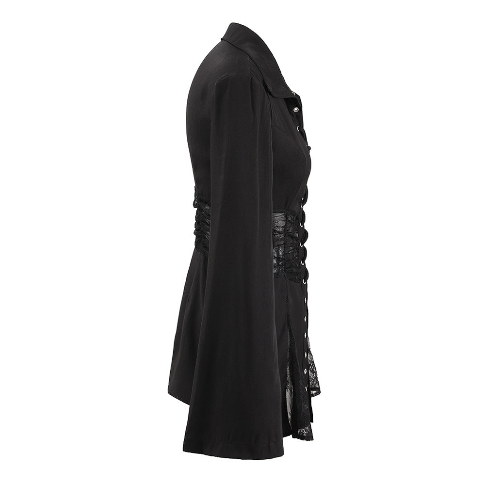 Flowering Girl Women Melany See Through Lace Up Shirt in Black