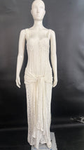 Flowering Girl Women Corset Lace Maxi Dress with Draped Sash