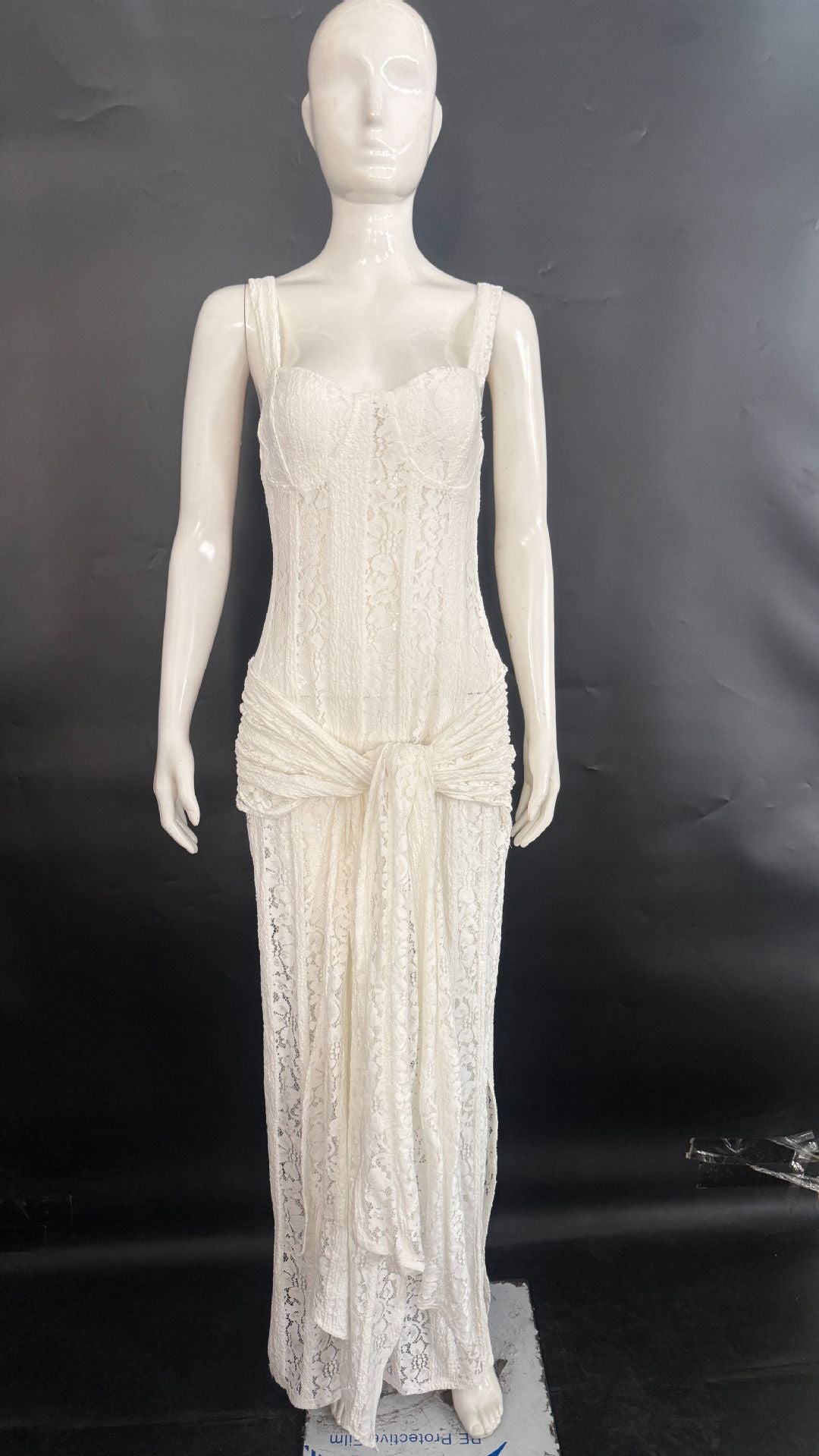 Flowering Girl Women Corset Lace Maxi Dress with Draped Sash