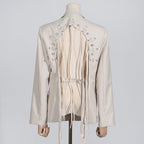 Flowering Girl Women Vienna Cutout Fringe Backless Blazer In Apricot