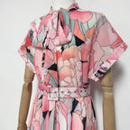 Flowering Girl Women Floral Print Silk Organza Maxi Dress In Pink-Multi