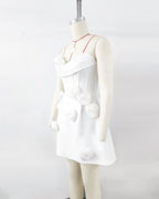 Flowering Girl Women valerie 3d flower embellished strapless mini dress in white