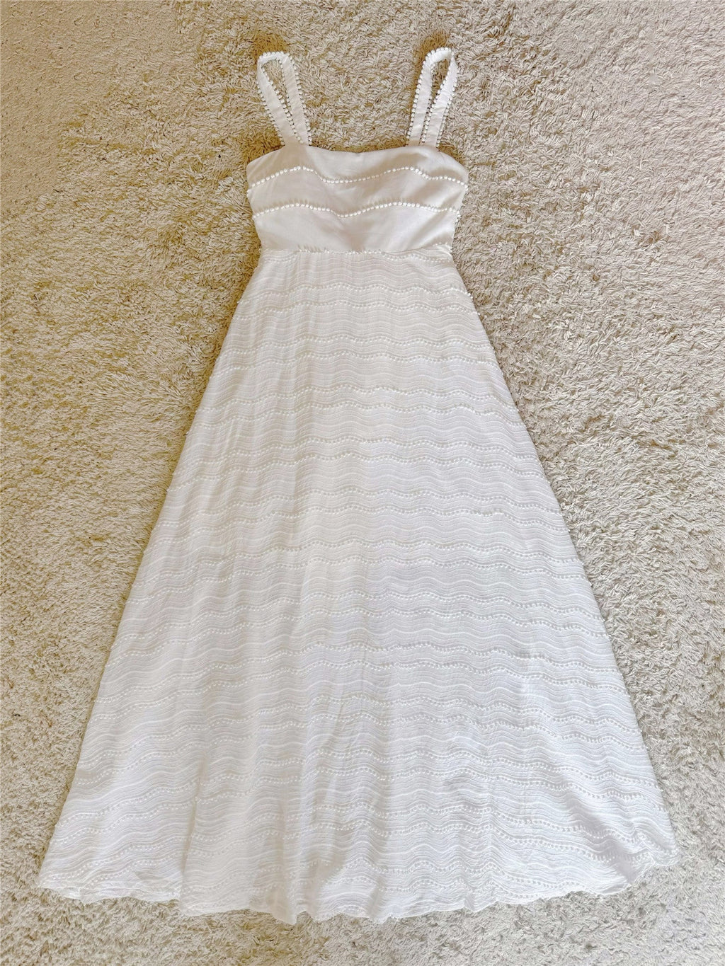 Pom Pom Trim Back Bow Midi Sundress
