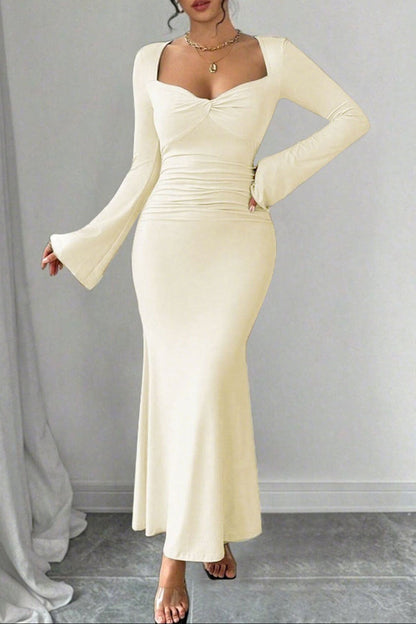 nora apricot long sleeve maxi dress