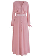 Pink Long-Sleeved Maxi Dress