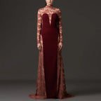 Flowering Girl Women trista Mesh embroidery patchwork maxi dress - red