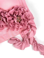 Flowering Girl Women Flower Tassel fishbone Corset in pink