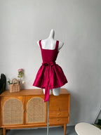 camisole waist slim sleeveless mini dress in red