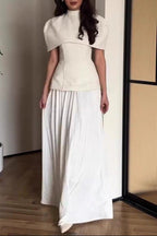 Flowering Girl Women white short-sleeved long skirt suit