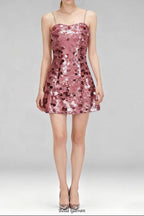 virginia Strappy Sequin Embellished Mini Dress in pink