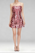 Virginia Strappy Sequin Embellished Mini Dress In Pink