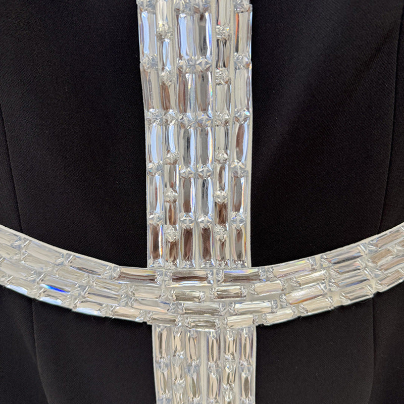 beverly rhinestone embellished maxi dress in black