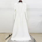 Flowering Girl Women white diamond nail beads floor-length dress