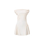 tina satin ruched mini dress in cream white