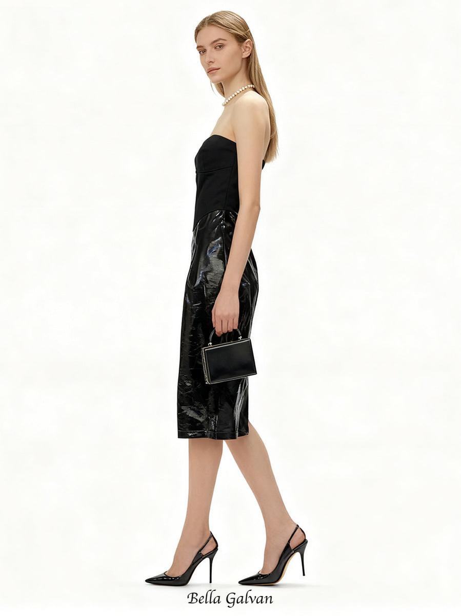 miriam black Sleeveless strapless cropped top mini skirt