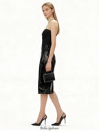 miriam black Sleeveless strapless cropped top mini skirt
