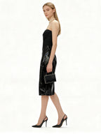 Flowering Girl Women Miriam Black Sleeveless Strapless Cropped Top Mini Skirt