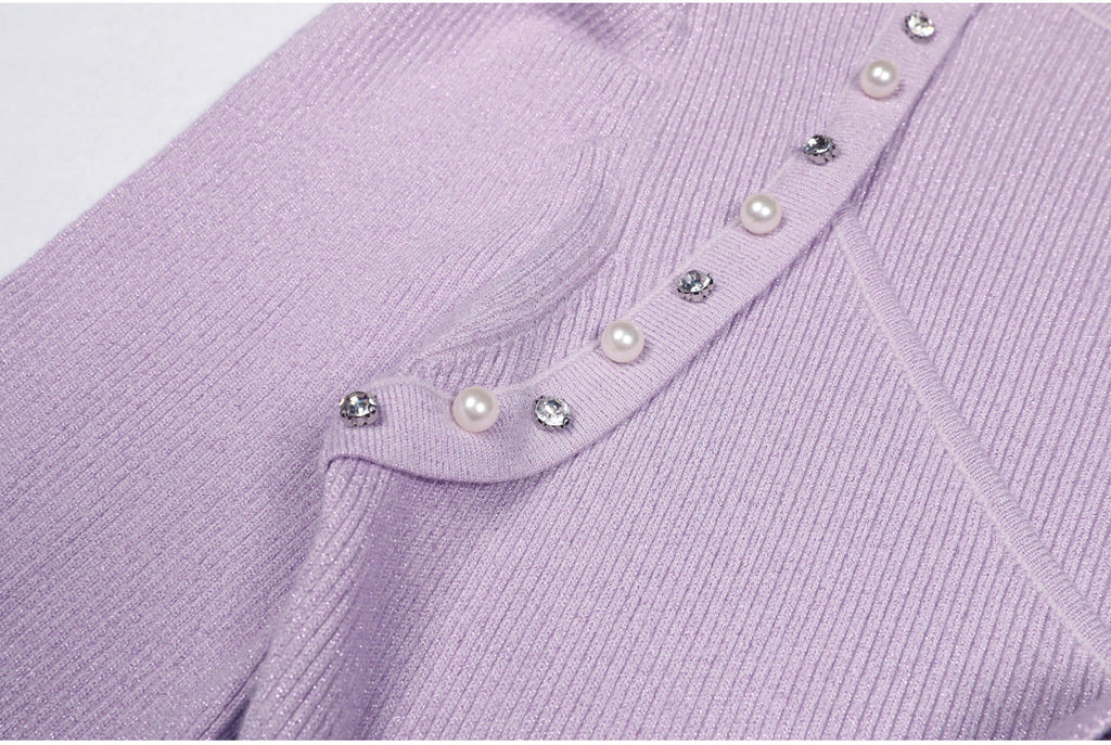 Flowering Girl Women flower knit mini dress in pale purple