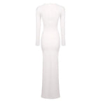 Flowering Girl Women Long-sleeved ribbon-trimmed round-neck maxi dress
